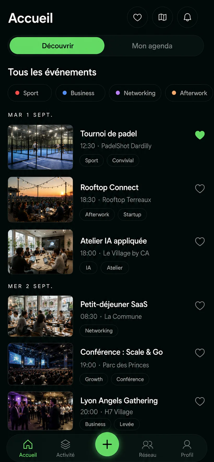 Écran d'accueil de l'application ACROMY